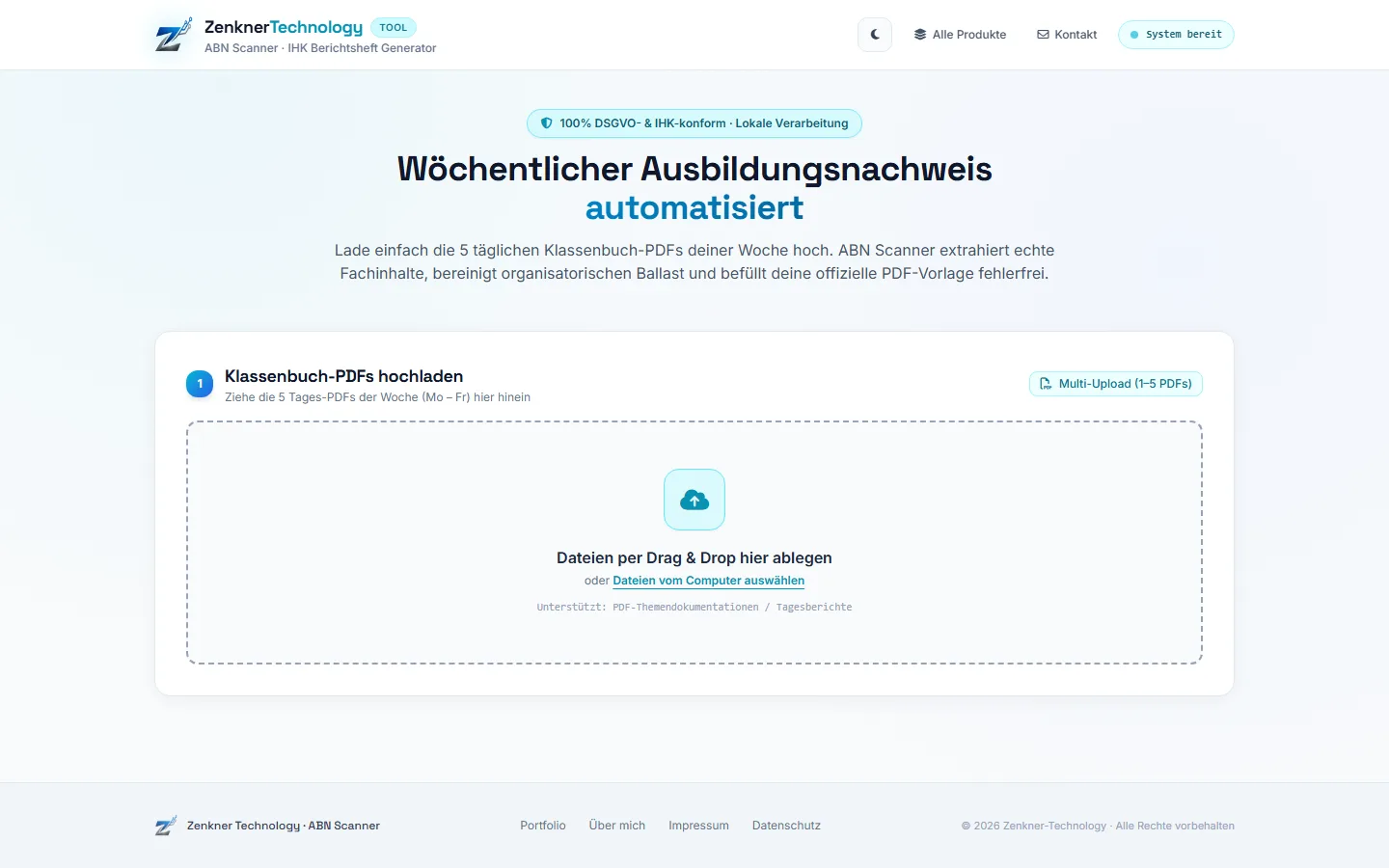 Upload der Klassenbuch-PDFs einer Woche