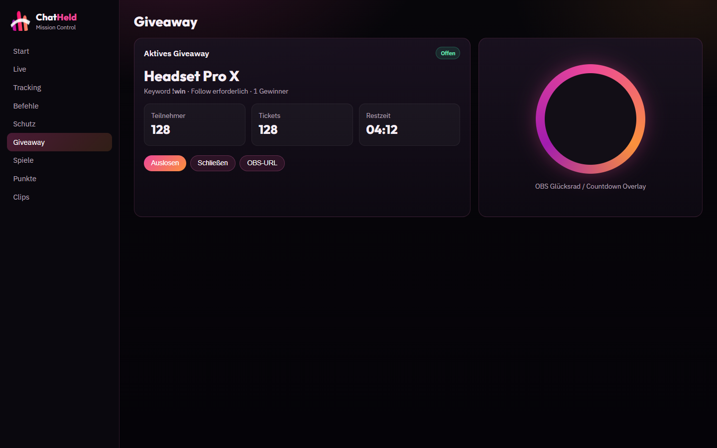 Giveaways & OBS-Glücksrad
